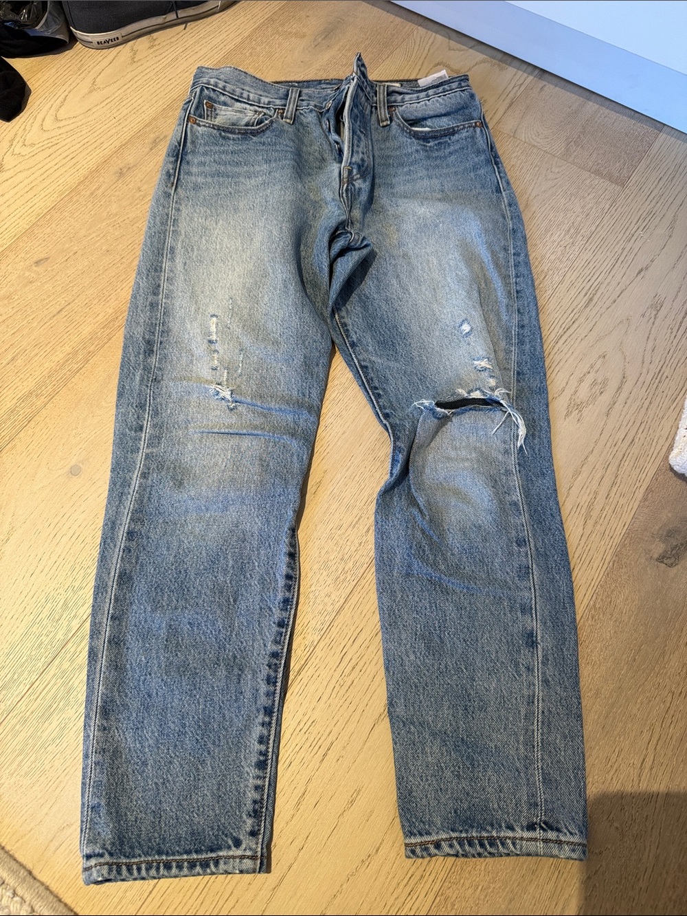 Levi's Straight Ripped Light Blue Jeans